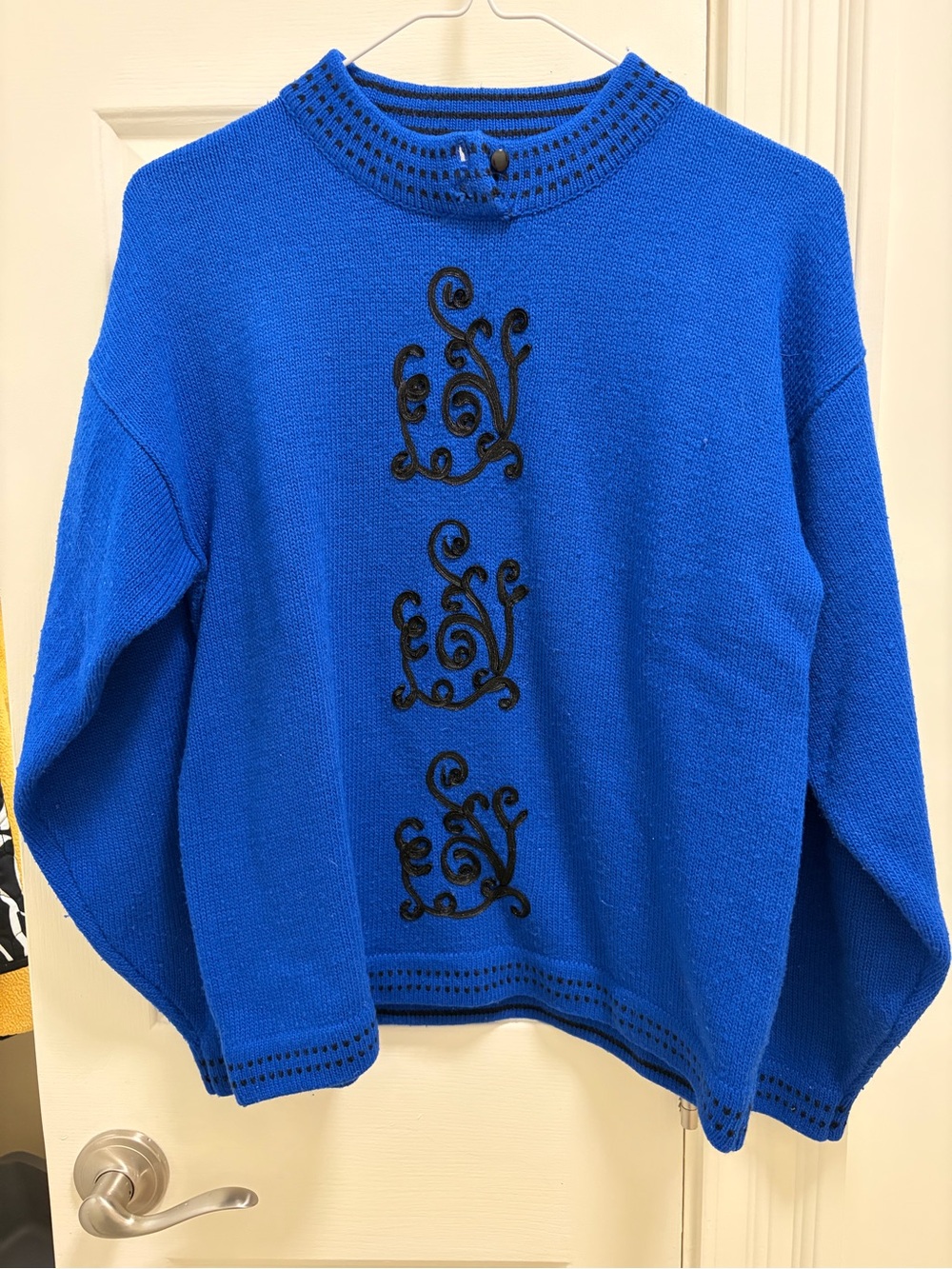 Women's Royal Blue Embroidered Crewneck Sweater